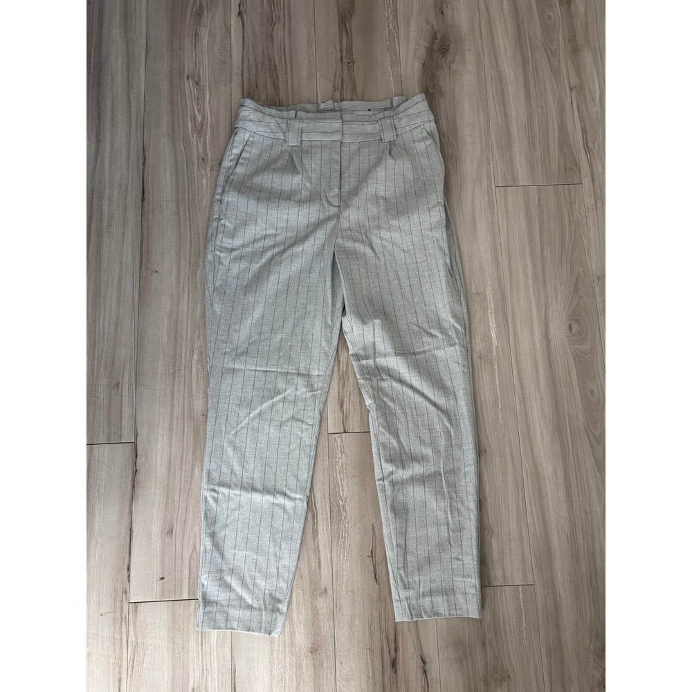Theory Grey Pinstripe Wool Blend Straight Leg Dress Pants Trousers 00